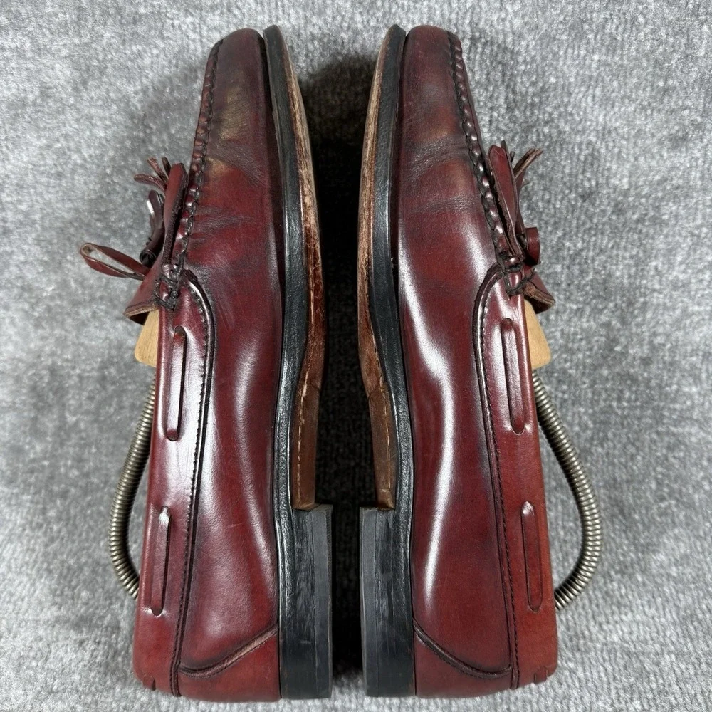 Lands' End Tassel Loafer Men's 9 Burgundy Leather Slip On